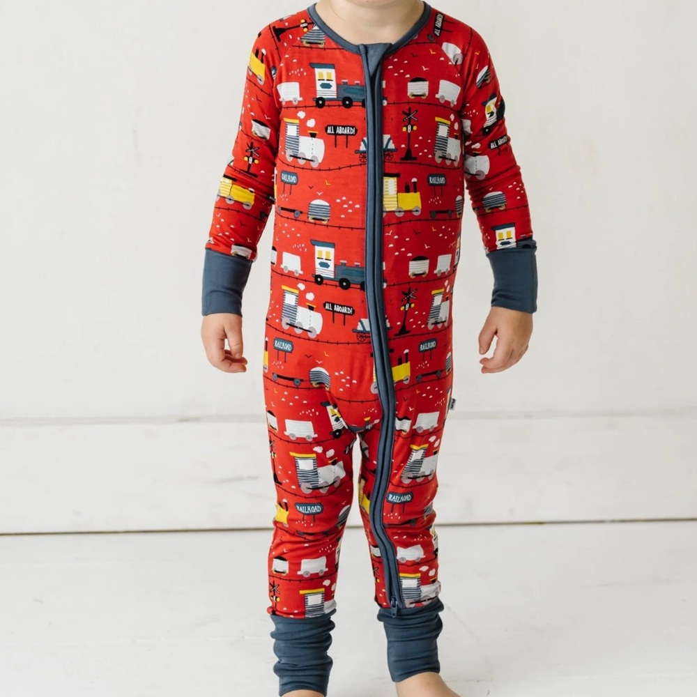 Little Sleepies Red and Gray Kids Footie
